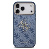 Guess 4G Metal Logo Backcover Apple iPhone 17 Pro Max - Gold Edge - Blue