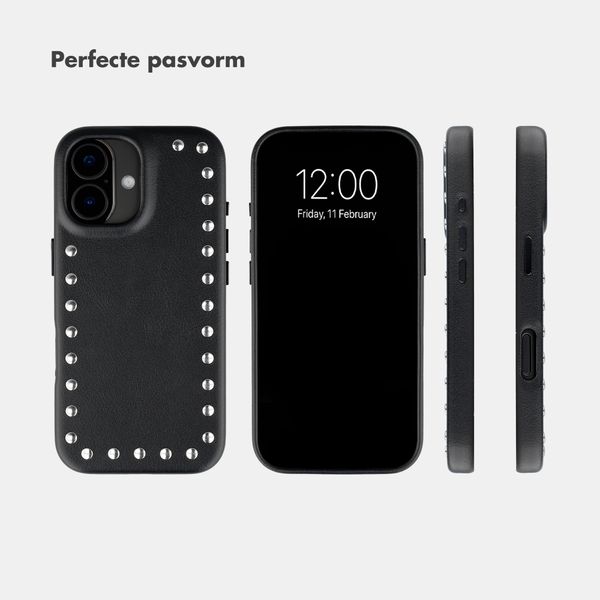 Selencia Studs Backcover met MagSafe Apple iPhone 16 - Velvet Black