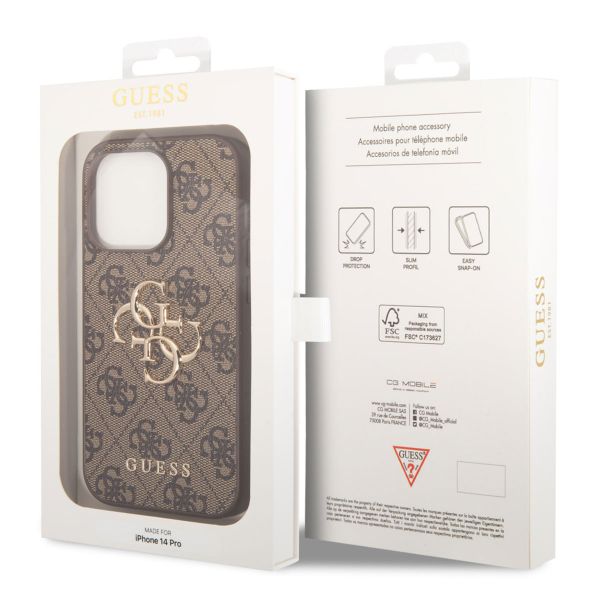 Guess 4G Metal Logo Backcover Apple iPhone 15 Pro - Bruin