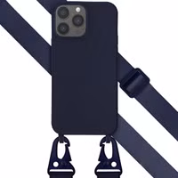 Selencia Siliconen hoesje met afneembaar koord Apple iPhone 13 Pro Max - Donkerblauw
