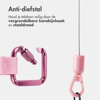 imoshion Uittrekbare Kabel met Karabijnhaak en Telefoonpad - Anti-diefstal Telefoonkoord - Roze