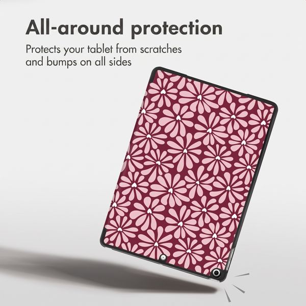 imoshion Design Trifold Case Apple iPad 9 (2021) 10.2 inch / iPad 8 (2020) 10.2 inch / iPad 7 (2019) 10.2 inch - Bloom Love Blush