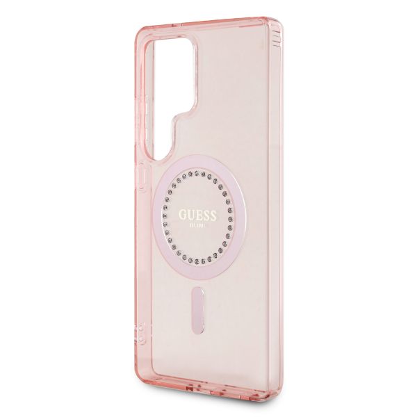 Guess MagSafe IML Rhinestones Case Samsung Galaxy S25 Ultra - Roze