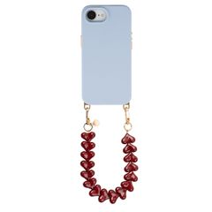 Selencia Rivièra MagSafe Backcover met afneembare haakjes voor de Apple iPhone 17e / 16e - Powder Blue + Lova Polskoord - Burgundy
