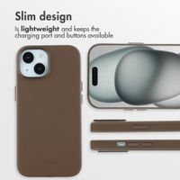 Accezz Leather Back Cover with MagSafe Apple iPhone 15 - Coffee Brown