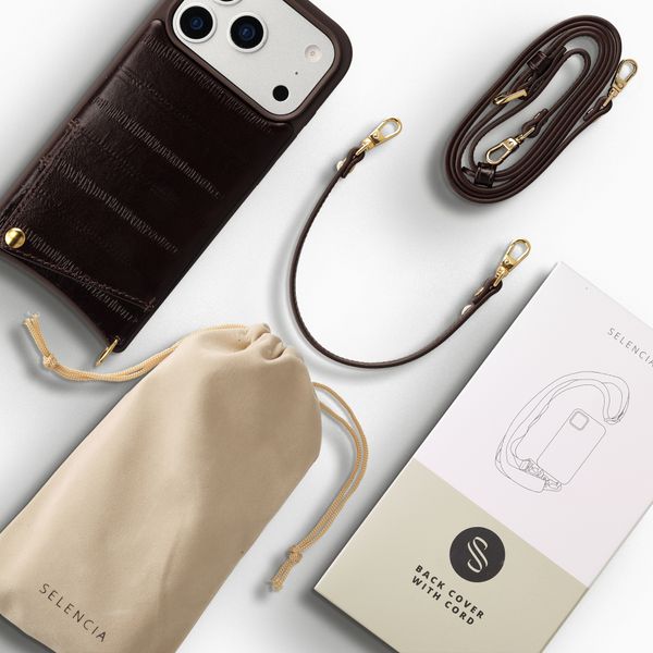 Selencia Nova Real Leather Back Cover with Card Holder Apple iPhone 17 Pro - Dark Chocolate