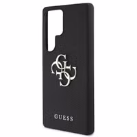 Guess 4G Metal Logo Saffiano Backcover Samsung Galaxy S25 Ultra - Zwart