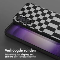 Selencia Siliconen design hoesje met afneembaar koord Samsung Galaxy S23 FE - Irregular Check Black