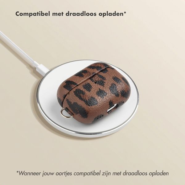 Selencia Sabi Case met panterprint  Apple Airpods Pro / Pro 2 - Mocha Brown