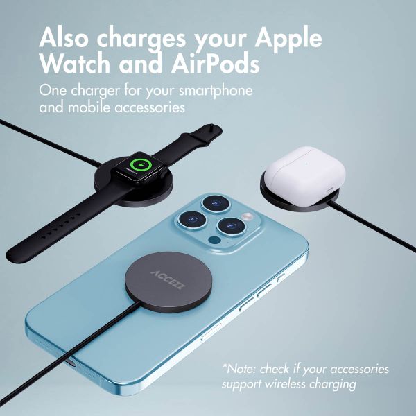 Accezz Wireless Charger USB-C - MagSafe Wireless Charger - 1 Metre - Black