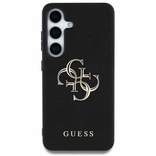 Guess 4G Metal Logo Saffiano Backcover Samsung Galaxy S25 - Zwart