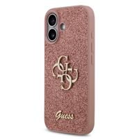 Guess 4G Metal Logo Glitter Backcover Apple iPhone 17 - Roze