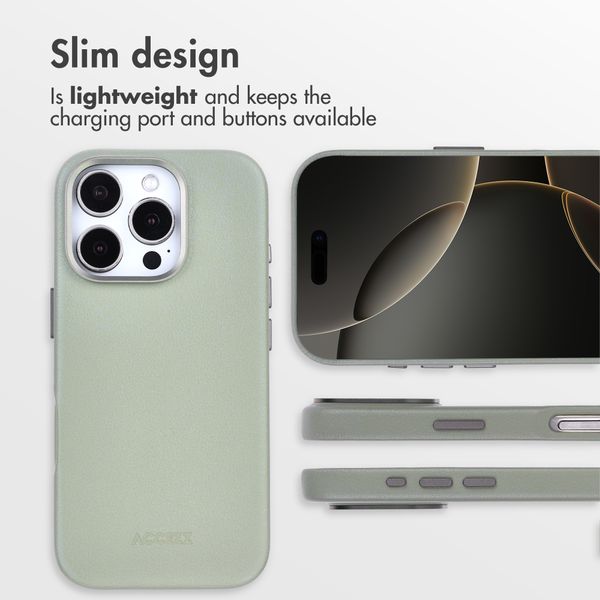 Accezz Leather Back Cover with MagSafe Apple iPhone 16 Pro - Light Grey