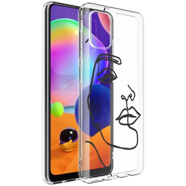 imoshion Design hoesje Samsung Galaxy A31 - Abstract Gezicht - Zwart