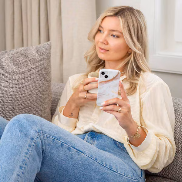 Selencia Aurora Fashion Backcover Apple iPhone 15 Pro Max - Powder White Marble