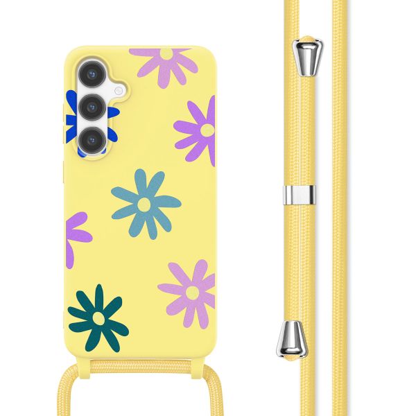 imoshion Siliconen design hoesje met koord Samsung Galaxy S24 - Yellow Flower Distance