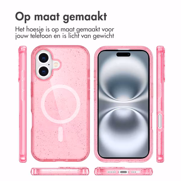 imoshion Sparkle Backcover met MagSafe Apple iPhone 16 - Glitter Roze