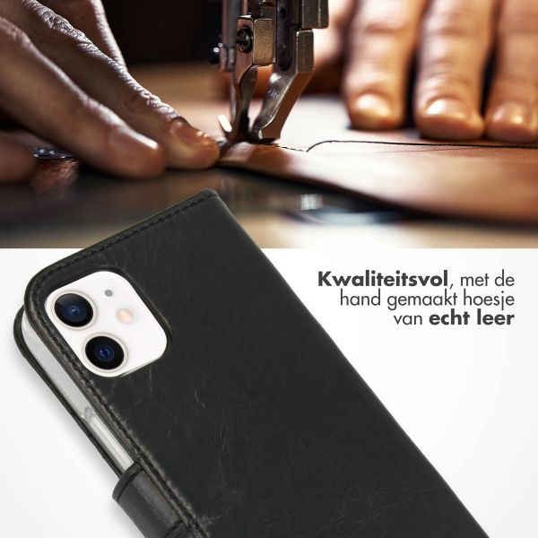 Selencia Echt Leren Bookcase Apple iPhone 12 Mini - Zwart