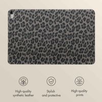 Selencia Sabi Bookcase with Leopard Print Apple iPad 11 (2025) 11 inch A16 / iPad 10 (2022) 10.9 inch - Midnight Black