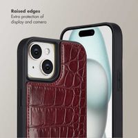 Selencia Nova Croco Phone Case with Cord and Card Holder Apple iPhone 15 - Burgundy