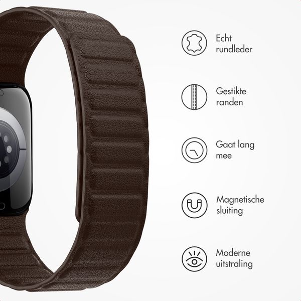 Accezz Magnetisch echt lederen bandje Apple Watch | 38/40/41/42 mm - Chocolate Brown