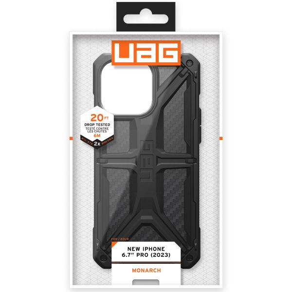 UAG Monarch Backcover iPhone 15 Pro Max - Carbon Fiber