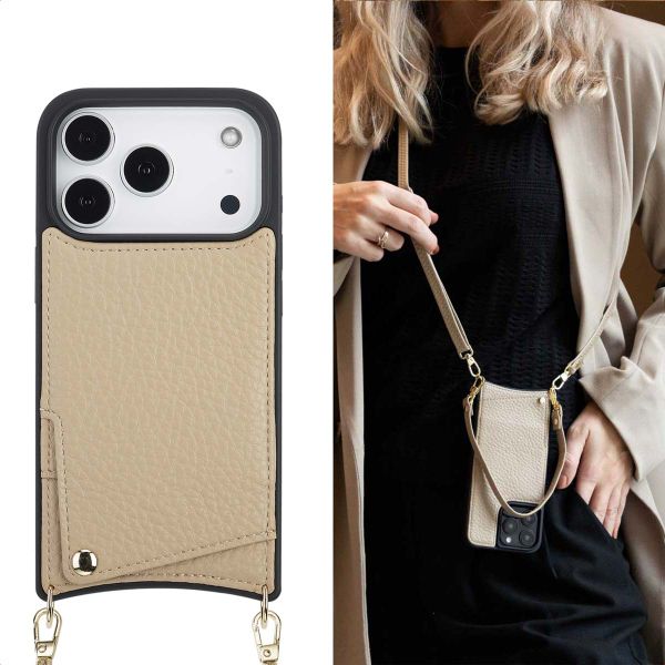 Selencia Nova Phone Case with Cord and Card Holder Apple iPhone 17 Pro - Beige