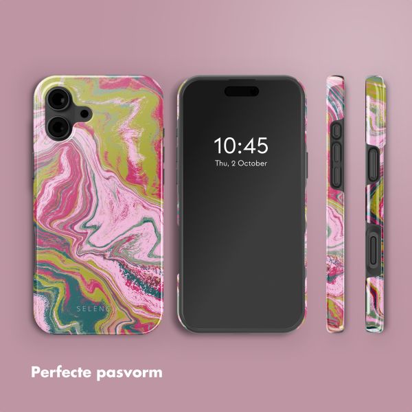 Selencia Vivid Tough Backcover met MagSafe iPhone 16 - Marble Pink