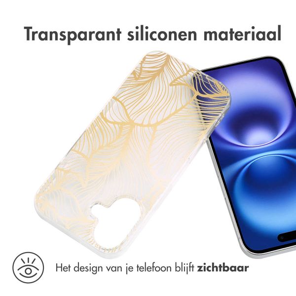 imoshion Design hoesje Apple iPhone 16 - Golden Leaves Transparant