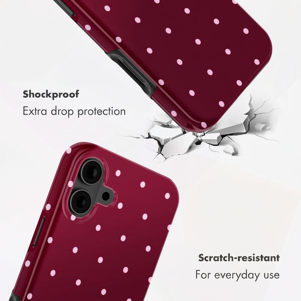 Selencia Vivid Back Cover Apple iPhone 16 - Happy Dots Burgundy