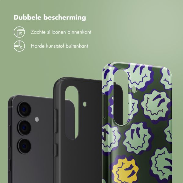 Selencia Vivid Backcover Samsung Galaxy S24 - Wavy Smiley Green