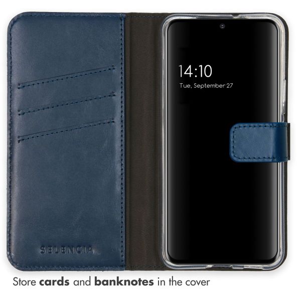Selencia Echt Leren Bookcase Samsung Galaxy S22 - Blauw