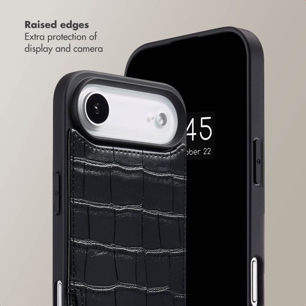 Selencia Nova Croco Phone Case with Cord and Card Holder Apple iPhone Air - Black