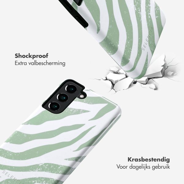 Selencia Vivid Tough Backcover Samsung Galaxy S21 FE - Colorful Zebra Sage Green