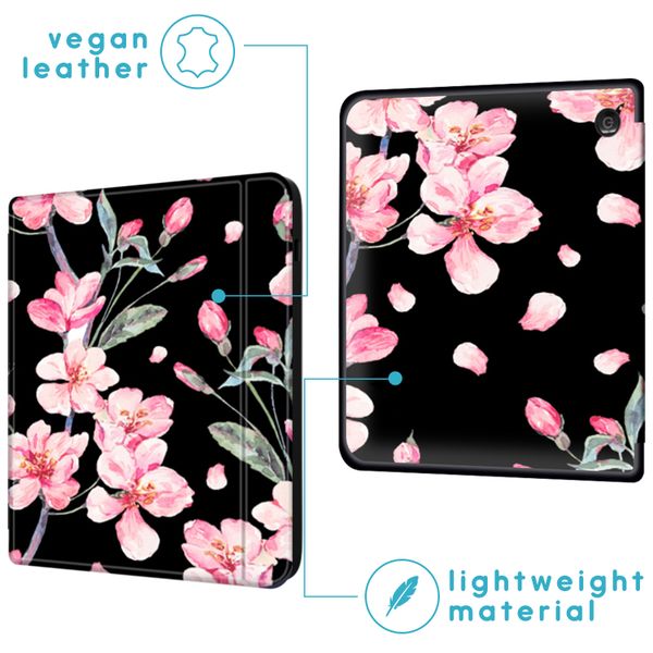 imoshion Design Slim Hard Case Sleepcover met stand Kobo Sage / Tolino Epos 3 - Blossom Watercolor Black