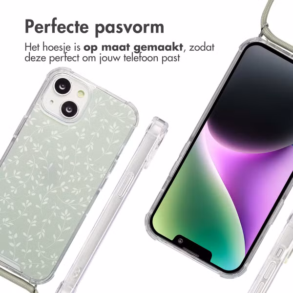 imoshion Design hoesje met koord iPhone 14 - Smoke Green Flowers