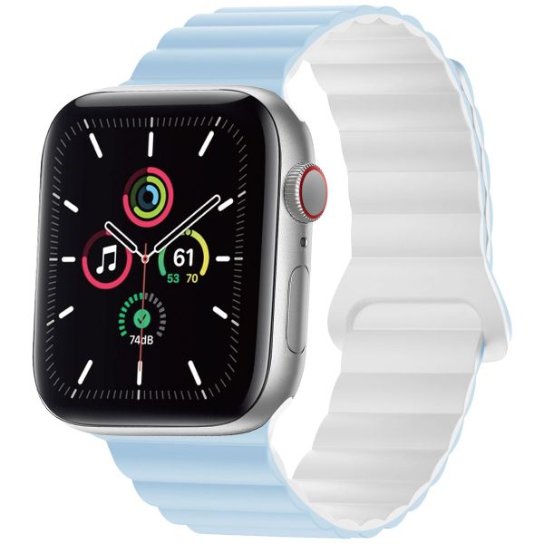 imoshion Siliconen magnetisch bandje Apple Watch Series 1 t/m 9 / SE (38/40/41 mm) | Series 10 (42 mm) - Blauw / Wit