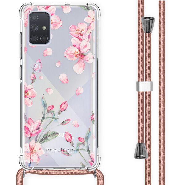 imoshion Design hoesje met koord Samsung Galaxy A71 - Bloem - Roze