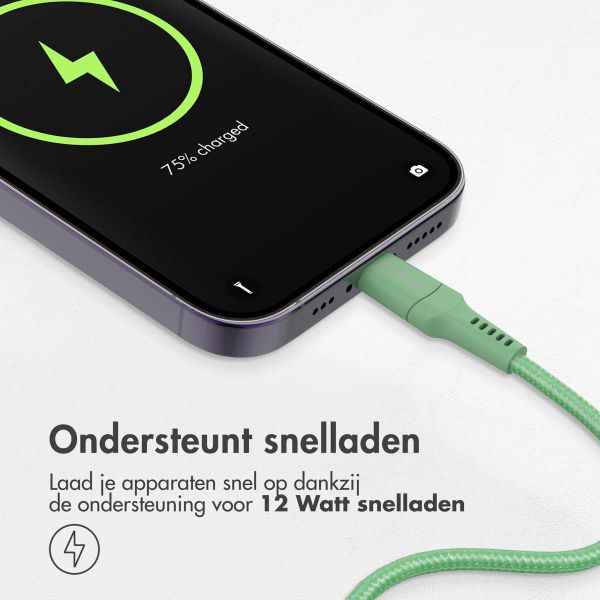 imoshion Lightning naar USB kabel - Non-MFi - Gevlochten textiel - 2 meter - Groen