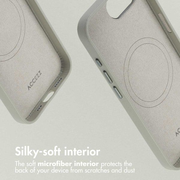 Accezz Leather Back Cover with MagSafe Apple iPhone 17e / 16e - Light Grey