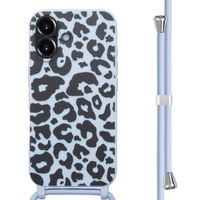 imoshion Siliconen design hoesje met koord iPhone 16 - Animal Lila