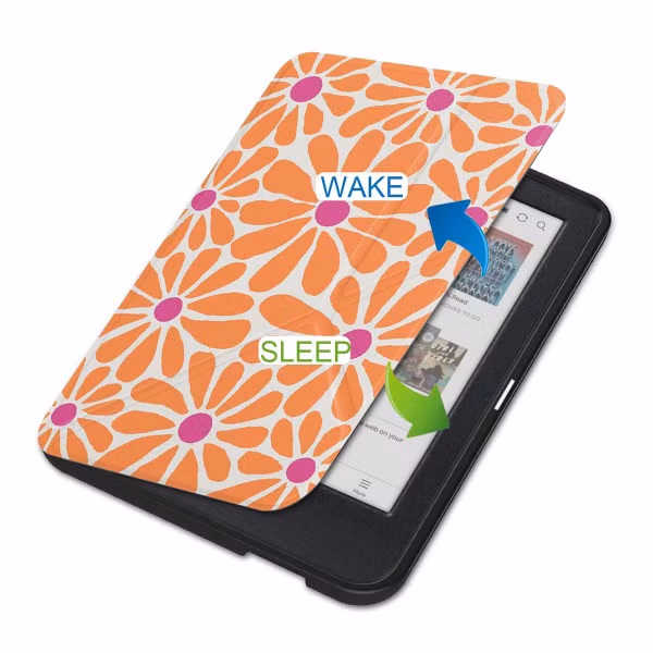 imoshion Design Vouwbare Bookcase Kobo Clara Colour / BW - Orange Flowers Connect