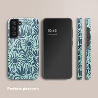 Selencia Vivid Tough Backcover Samsung Galaxy S21 FE - Tropical Vibes Light Blue