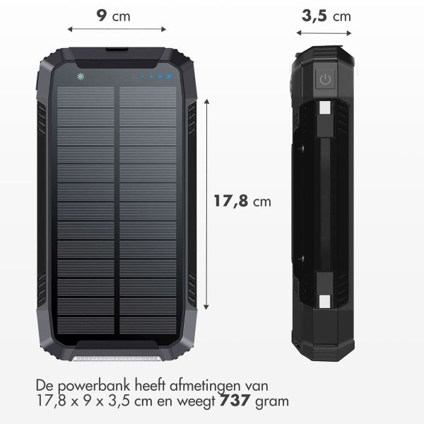 imoshion Solar Powerbank - Draadloze powerbank op zonne-energie - Quick Charge en Power Delivery - 30.000 mAh - Zwart