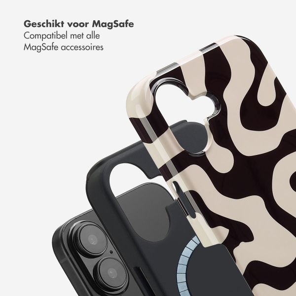 Selencia Vivid Tough Backcover met MagSafe iPhone 16 - Art Wave Black