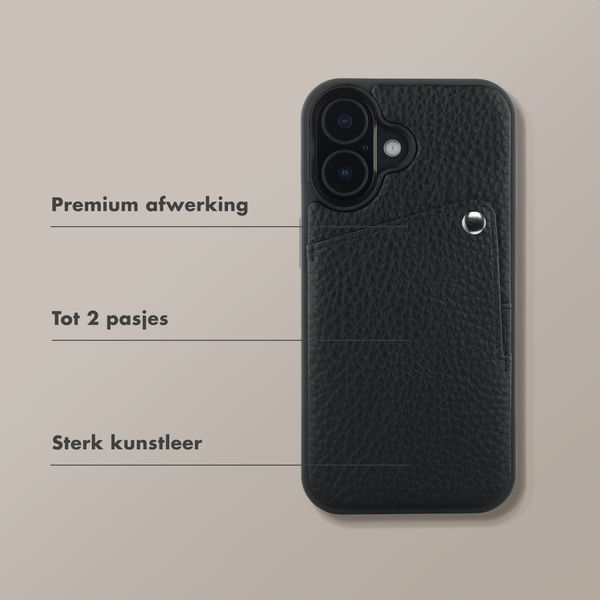 Selencia Riva Backcover met Pashouder Apple iPhone 16 - Zwart
