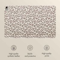 Selencia Sabi Bookcase with Leopard Print Apple iPad 11 (2025) 11 inch A16 / iPad 10 (2022) 10.9 inch - Soft Ivory