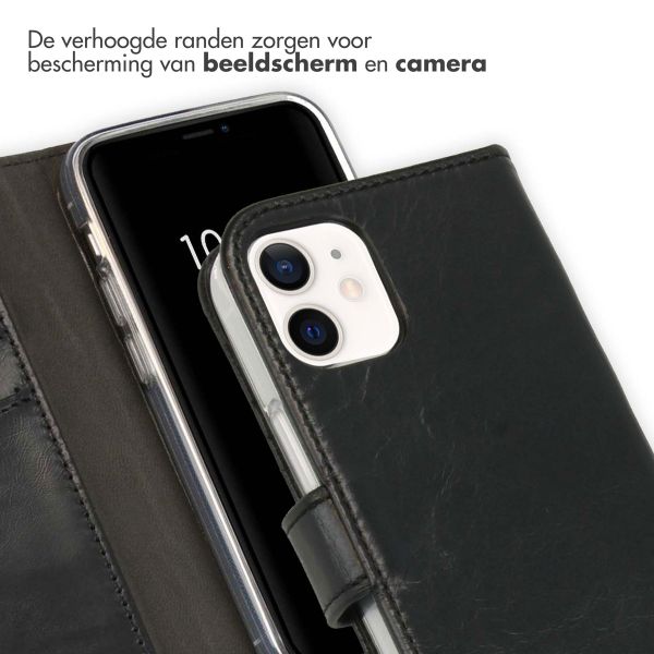 Selencia Echt Leren Bookcase Apple iPhone 12 Mini - Zwart