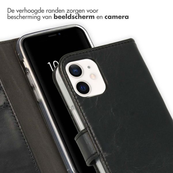 Selencia Echt Lederen Bookcase iPhone 12 Mini - Zwart