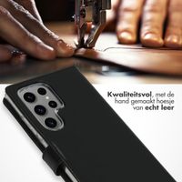 Selencia Echt Leren Bookcase Samsung Galaxy S24 Ultra - Zwart